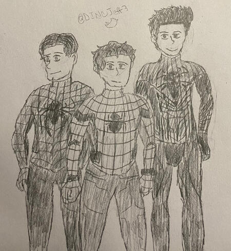 These are all the 3 Spider-Mans. Tobey Maguire, Andrew Garfield and Tom Holland